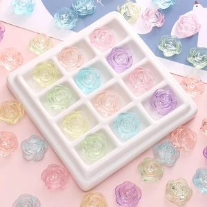 18mm Acrylic Rose Flower Beads Transparent DIY Jewelry Making Supplies Bracelet Necklace Phone Chain Keychain Accessories