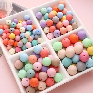 Perles rondes en acrylique mat aux couleurs macaron avec trou central pour bijoux DIY