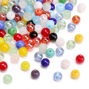 Macro di perline tonde in vetro colorato per la creazione di gioielli fai da te e bracciali