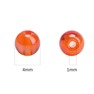 Dettaglio di perline di vetro arancioni da 4mm con foro da 1mm per gioielli fai da te