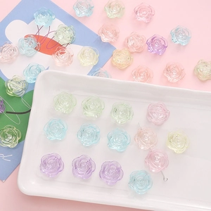 Mix of 18mm transparent macaron resin rose flower beads for DIY jewelry and phone chain making