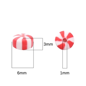 6x3mm rot-weiß gestreifte Polymer-Ton-Perlen für DIY Armbänder und Bastelbedarf
