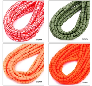 Detail view of 6x6mm colorful square cube beads in matte and glossy finish for DIY jewelry