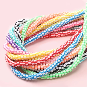 Bunte gestreifte flache Tonperlen für DIY-Schmuckherstellung und handgefertigte Armbänder