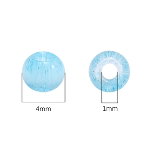 Perles en verre oeil de chat bleu clair 4mm avec texture craquelée pour création de bijoux