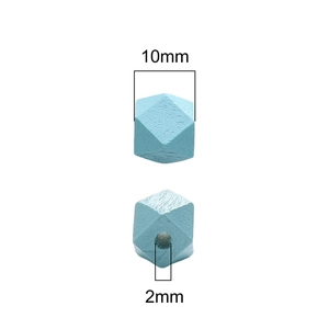 Light blue 10mm octagonal wooden beads with 2mm hole for DIY handmade jewelry crafts