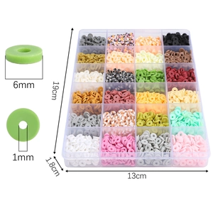 24-Fächer-Set mit 6mm bunten Polymer-Heishi-Perlen für DIY-Schmuckherstellung