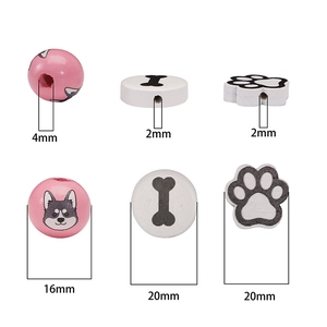 DIY houten kralen met husky, bot en pootafdrukken, 16mm en 20mm sieraden accessoires
