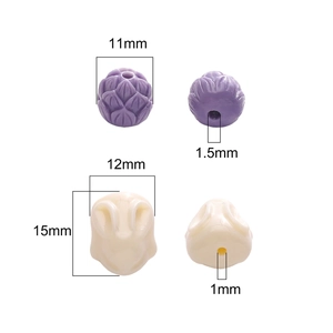 Perles lotus et lapin en résine pour bijoux DIY, modèles violets 11mm et blancs 15mm