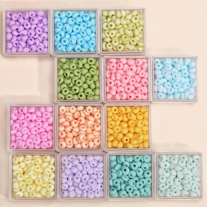 Colorful 4mm macaron glass seed beads set in transparent boxes for DIY jewelry making
