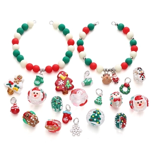Christmas DIY jewelry kit with red and green silicone beads and festive elk charms