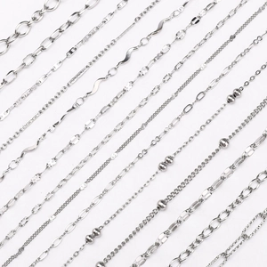 Polished stainless steel jewelry chains including Figaro and Cable styles for DIY making