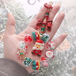 Handgefertigter Weihnachts-Perlenanhänger mit Weihnachtsmann und Schneemann-Motiven