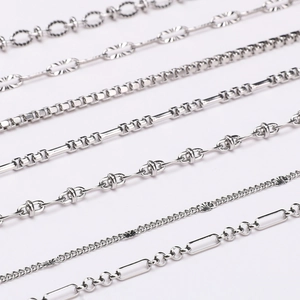 Sept styles de chaînes en acier inoxydable argenté pour la création de bijoux DIY