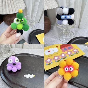 Patchs yeux acryliques mignons et barrettes en peluche colorées pour loisirs créatifs