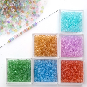 Mix of 2x4mm translucent abacus beads and glass seed beads with threading needle for DIY jewelry