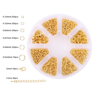 DIY Schmuckzubehör Set mit goldenen Biegeringen Karabinern und Verlängerungsketten