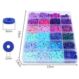 Kit de cuentas heishi de arcilla polimérica de 6mm en 24 colores con caja de almacenamiento