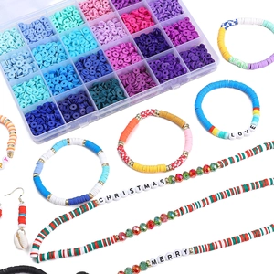 Kit de 24 couleurs de perles Heishi 6mm pour bijoux DIY avec perles alphabet et charms