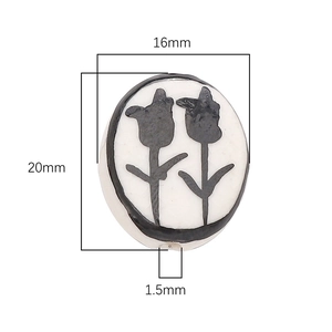 Hand-painted 16x20mm tulip ceramic bead for DIY jewelry making with clear dimensions