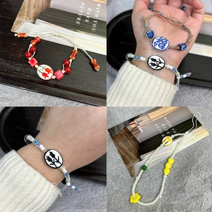 Handmade tulip ceramic beads for DIY bracelets and phone straps in diverse floral styles
