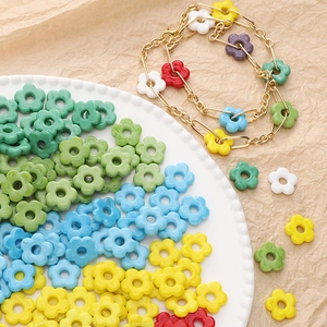 16mm vintage glass flower beads in various colors for DIY jewelry and necklaces
