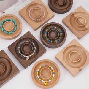 Bandeja de Exhibición de Joyas de Madera Maciza Soporte para Pulsera Plato de Anillo Minimalista Accesorio Fotográfico Organizador