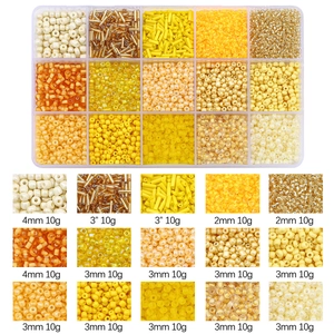 DIY bead set in yellow tones with 15 compartments for earrings and bracelets making