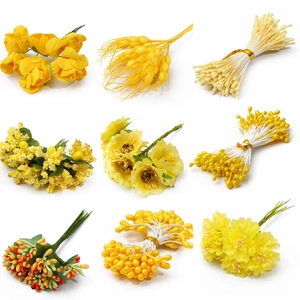 Gele Kunstmatige Bloem Meeldraden DIY Handgemaakte Knutselmateriaal Set Realistische Simulatie Bessen Voor Haarnald Sieraden Decor