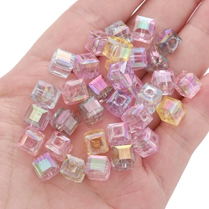 8mm Iridescent acrylic cube beads with AB coating for DIY jewelry making and crafts