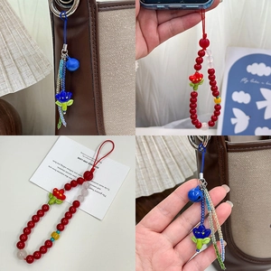 Handmade retro tulip glass beads charm for phone and bag with colorful floral design