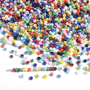 Colorful 3-4mm glass seed beads for DIY jewelry making with threading needle demo