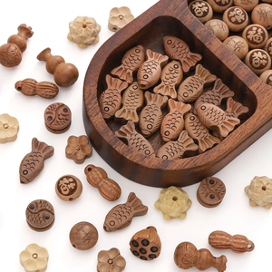 Ensemble de perles en bois artisanal avec formes de gourde et fleur pour bijoux DIY