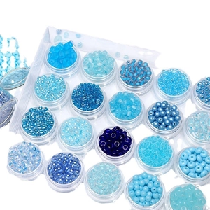 Set di perline di vetro blu per gioielli fai-da-te con perline di cristallo e perle