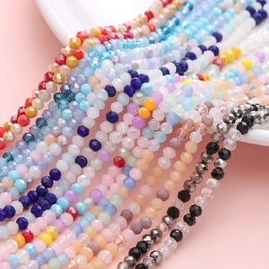 Macro shot of 3mm faceted colorful glass beads for DIY bracelet jewelry making