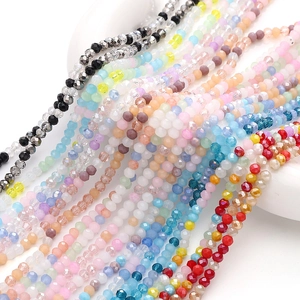 3mm Faceted Glass Beads Multicolor Color Plated Round Loose Beads For DIY Necklace Bracelet Jewelry Making Accessories