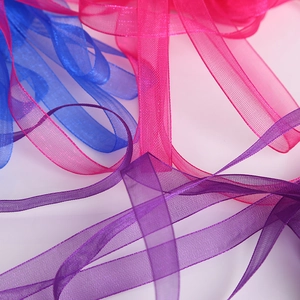 Ruban organza transparent de 1cm bleu, rose et violet pour accessoires faits main