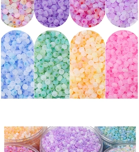Macro shot of 4mm macaron colorful frosted glass beads for DIY jewelry making