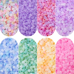 Colorful cat eye glass seed beads in eight matte colors for DIY jewelry making