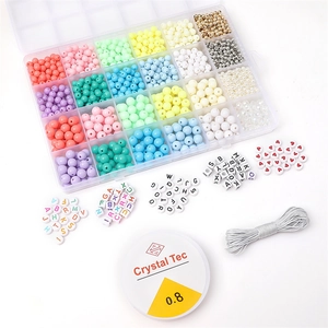 DIY Jewelry Making Beading Kit Multi Grid Acrylic Beads Set For Bracelets Necklaces Colorful Round Letter Heart Beads With Elastic String Handcrafted Accessories Gift Girls Women