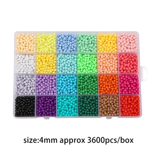 24-color macaron acrylic bead set, 4mm 3600pcs DIY craft kit in a transparent box