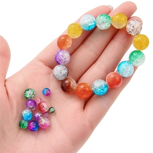 Kit de perles en verre craquelé coloré en 24 compartiments pour bracelets faits main