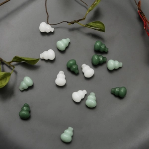 DIY gourd-shaped glass beads in natural white and green tones for jewelry making