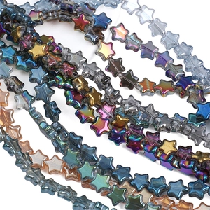Colorful 8mm star glass beads with AB coating and metallic finish for DIY jewelry crafts