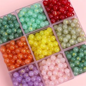 Perles de Verre Rondes 10mm Texture Gelée avec Poussière d'Or Perles en Vrac pour DIY Bracelet Collier Fabrication de Bijoux 20 Pièces