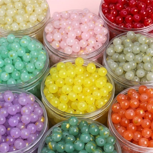 Perles en verre 10mm avec feuille d'or en contenants colorés pour création de bijoux DIY