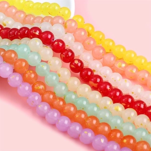 Perles en verre 10mm avec feuille d'or pour la fabrication de bijoux DIY et colliers