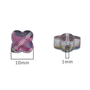 Perline di vetro a quadrifoglio da 10mm per gioielli fai-da-te con sfumatura viola