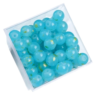 Perles en verre bleu avec feuilles d'or pour la fabrication de bijoux faits main