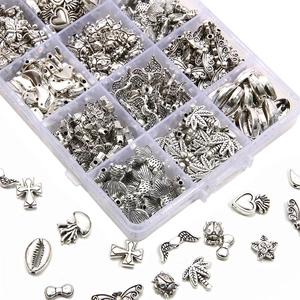 Kit creazione gioielli con ciondoli vintage in lega d'argento e scatola ordinata